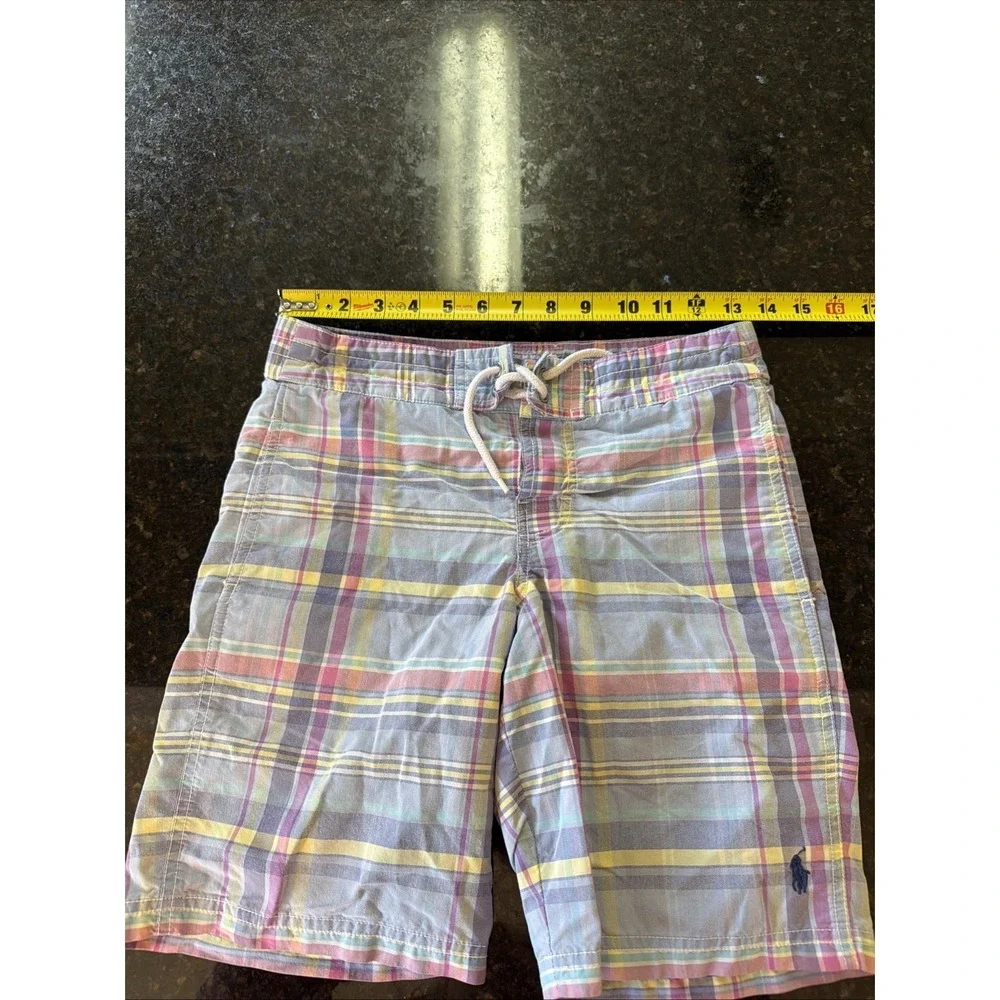 Ralph Lauren Polo Boys Swim Trunks Sz S (8) Plaid Boardshorts Liner Swimsuit